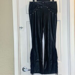 POSTER GRL by Dolls Kill GOSSIP MOVES VEGAN LEATHER BELL BOTTOMS Size Small